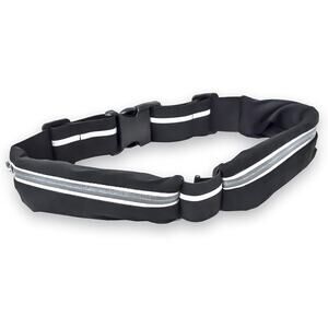 Go Belt Black Running Fitness Waist Pack One Size Adjustable Stretch Reflective